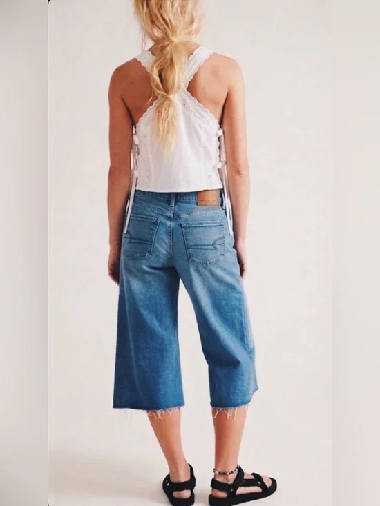 OOAK Custom Altered American Eagle Wide Leg Crop | Coolot Pedal Pusher 6 - Picture 2 of 13